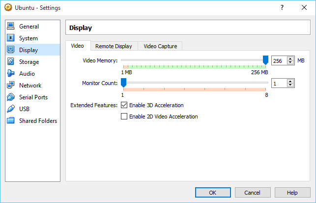หน่วยความจำอูบุนตู Increaded วิดีโอเพื่อ 256MB