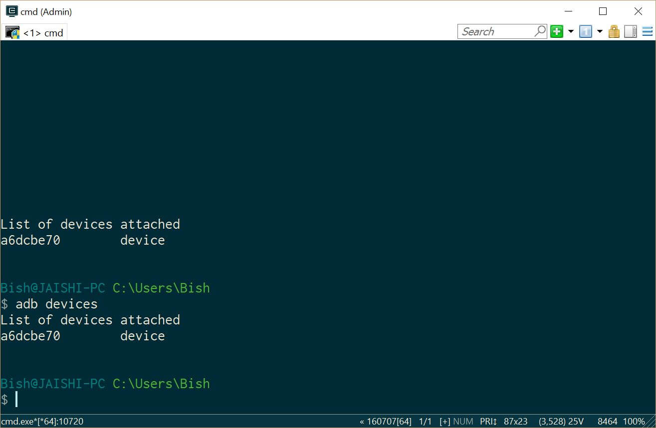 adb check devices attached